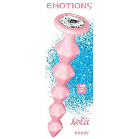 Анальная цепочка с кристаллом Emotions Buddy Pink