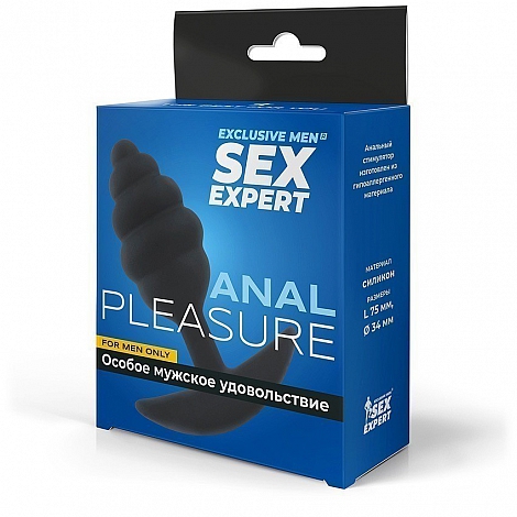 Анальная втулка с ребрами Sex Expert, 9 см