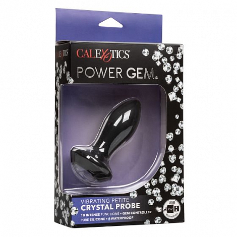 Анальная вибро-пробка Power Gem Vibrating Petite Crystal Probe, 9,5 см