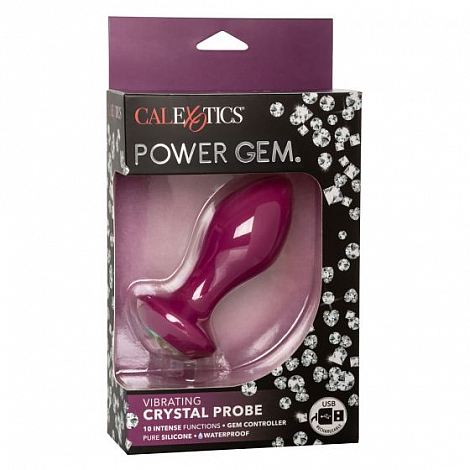 Анальная пробка с кристаллом и вибрацией Power Gem Vibrating Petite Crystal Probe Pink