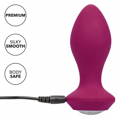 Анальная пробка с кристаллом и вибрацией Power Gem Vibrating Petite Crystal Probe Pink