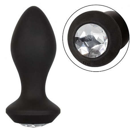 Анальная пробка с кристаллом и вибрацией Power Gem Vibrating Petite Crystal Probe Black