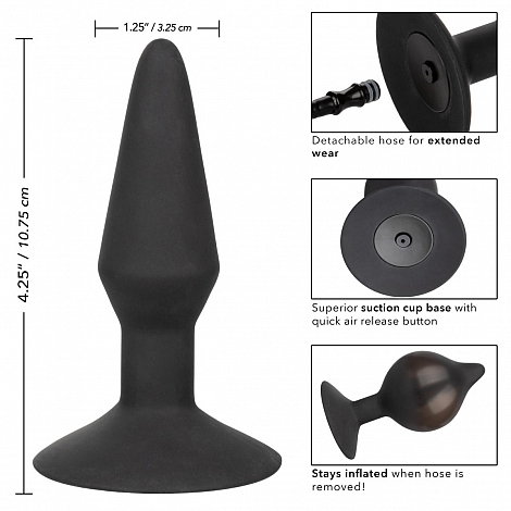 Расширяющаяся анальная пробка с отсоединяющимся шлангом Medium Silicone Inflatable Plug