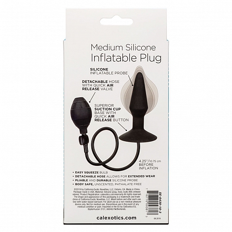 Расширяющаяся анальная пробка с отсоединяющимся шлангом Medium Silicone Inflatable Plug