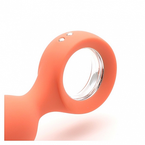 Анальная вибропробка с кольцом оранжевая Orville
