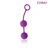 Силиконовые вагинальные шарики с ребрами Cosmo фиолетовые