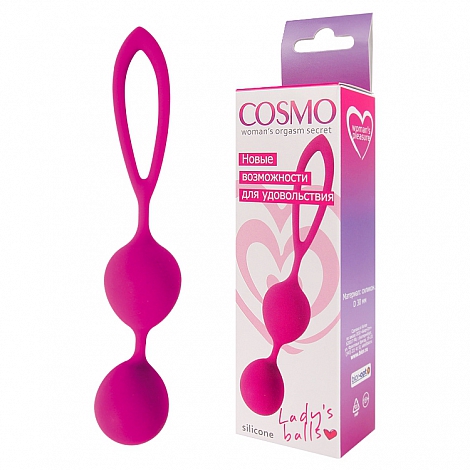 Силиконовые вагинальные шарики с петелькой Cosmo розовые