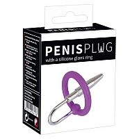 Уретральный стимулятор с силиконовым кольцом под головку Penis Plug
