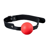 Силиконовый кляп-шар черно-красный с креплением из полиуретана
