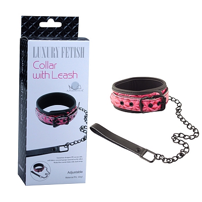 Ошейник с поводком Collar With Leash Pink