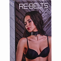 Ошейник черный с кольцом из натуральной кожи Frea Black