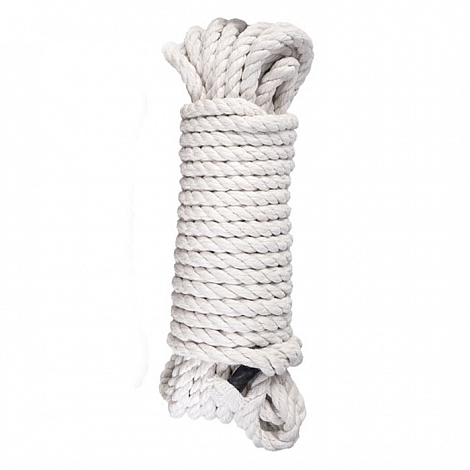 Бондажная веревка для шибари техник и связывания белая, 10 метров, хлопок