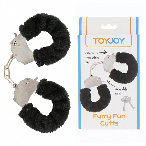 Наручники с мехом черные Furry Fun Cuffs