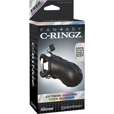Эрекционное кольцо с насадкой с закрытой головкой Extreme Silicone Cock Blocker