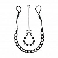 Лассо на соски соединенное цепочкой и зажим на половые губы Nipple & Clit Jewelry