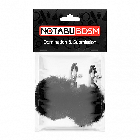Зажимы на соски с пушком черные Notabu