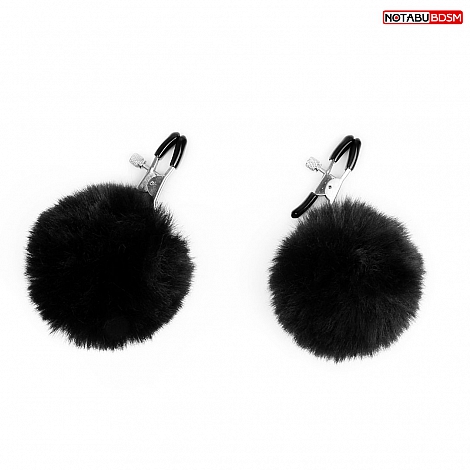 Зажимы на соски с пушком черные Notabu