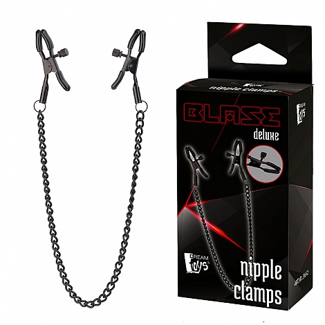 Зажимы на соски на цепочке черные Blaze Deluxe Nipple Clamps