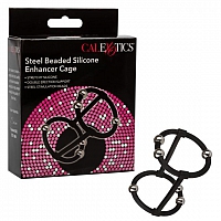 Эрекционное кольцо с стальными бусинами Steel Beaded Silicone Enhancer Cage