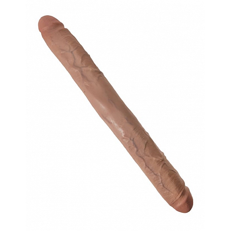 Двухсторонний фаллоимитатор загорелый King Cock 16 Thick Double Dildo - Tan