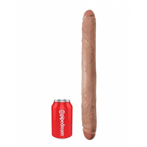 Двухсторонний фаллоимитатор загорелый King Cock 16 Thick Double Dildo - Tan