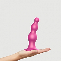 Фаллоимитатор розовый металлик Strap-On-Me Dildo Plug Beads, L
