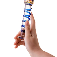 Нереалистичный стеклянный фаллоимитатор с ребрами Sexus Glass, 18 см