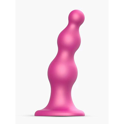 Фаллоимитатор розовый металлик Strap-On-Me Dildo Plug Beads, S