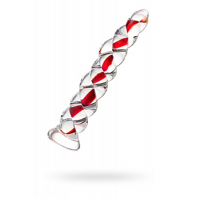 Нереалистичный стеклянный фаллоимитатор с закрученным рельефом Sexus Glass, 18 см
