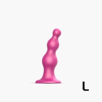 Фаллоимитатор розовый металлик Strap-On-Me Dildo Plug Beads, L