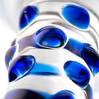 Нереалистичный стеклянный фаллоимитатор с рельефом Sexus Glass, 18 см