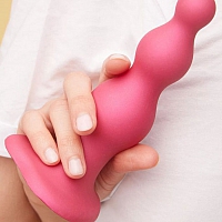 Фаллоимитатор розовый металлик Strap-On-Me Dildo Plug Beads, S