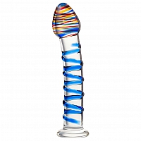 Нереалистичный стеклянный фаллоимитатор с ребрами Sexus Glass, 18 см