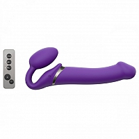 Гибкий страпон с вибрацией и пультом ДУ Strap-on-me purple, L