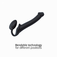 Гибкий анатомический безремневой страпон Strap-on-me Bendable Small Semi-Realistic black, S