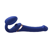 Гибкий страпон с имитацией оральных ласк и вибрацией Strap-on-me Multi Orgasm blue, S