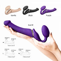 Гибкий страпон с вибрацией и пультом ДУ Strap-on-me purple, XL