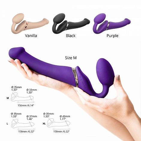 Гибкий страпон с вибрацией и пультом ДУ Strap-on-me purple, XL