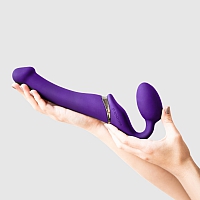 Гибкий страпон с вибрацией и пультом ДУ Strap-on-me purple, XL