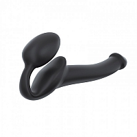 Гибкий анатомический безремневой страпон Strap-on-me Bendable Small Semi-Realistic black, S