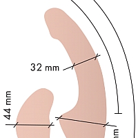 Анатомический безремневой страпон со съемной вибропулей телесный