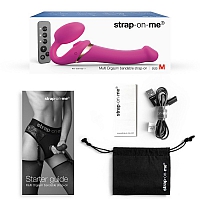 Гибкий страпон с имитацией оральных ласк и вибрацией Strap-on-me Multi Orgasm pink, S