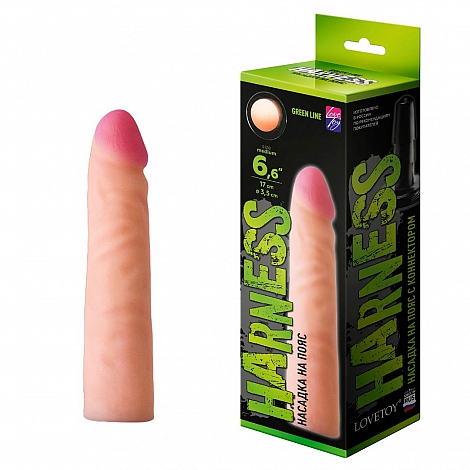 Насадка-фаллоимитатор Harness с коннектором Green Line, 17 см