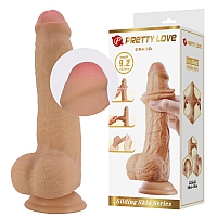 Фаллоимитатор с подвижной кожей телесный Pretty Love Draco, 23,3 см