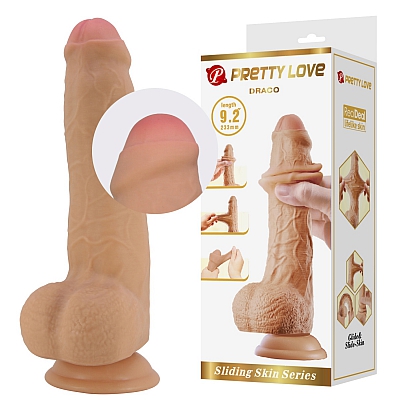 Фаллоимитатор с подвижной кожей телесный Pretty Love Draco, 23,3 см
