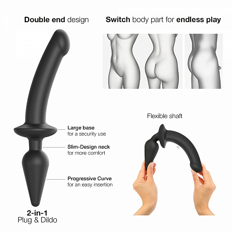 Фаллоимитатор Strap-On-Me Realistischer Dildo Switch Plug-In Black, L