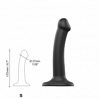Гибкий фаллоимитатор черный Strap-on-me Dual Density, S