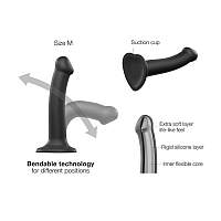 Гибкий фаллоимитатор черный Strap-on-me Dual Density, S