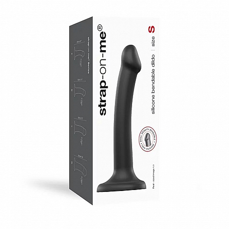 Гибкий фаллоимитатор черный Strap-on-me Dual Density, S