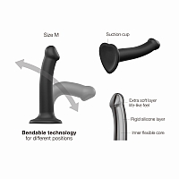 Гибкий фаллоимитатор черный Strap-on-me Dual Density, XL
